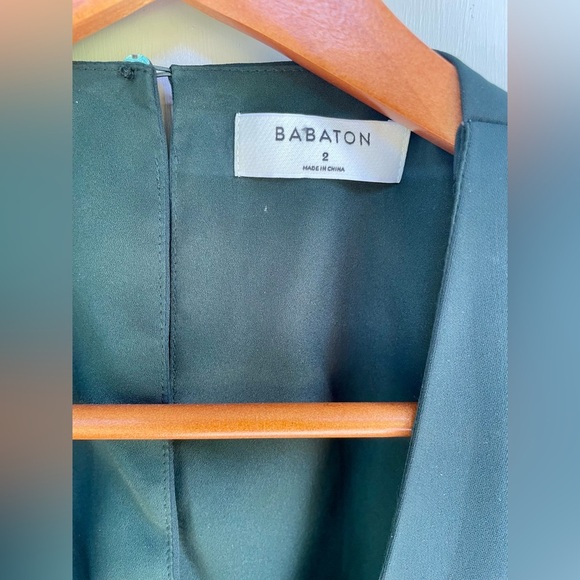 Babaton Aritzia Dress 2 Hamptons Dark Green V-Neck Fall Slit Party Gala Wedding - Picture 4 of 10